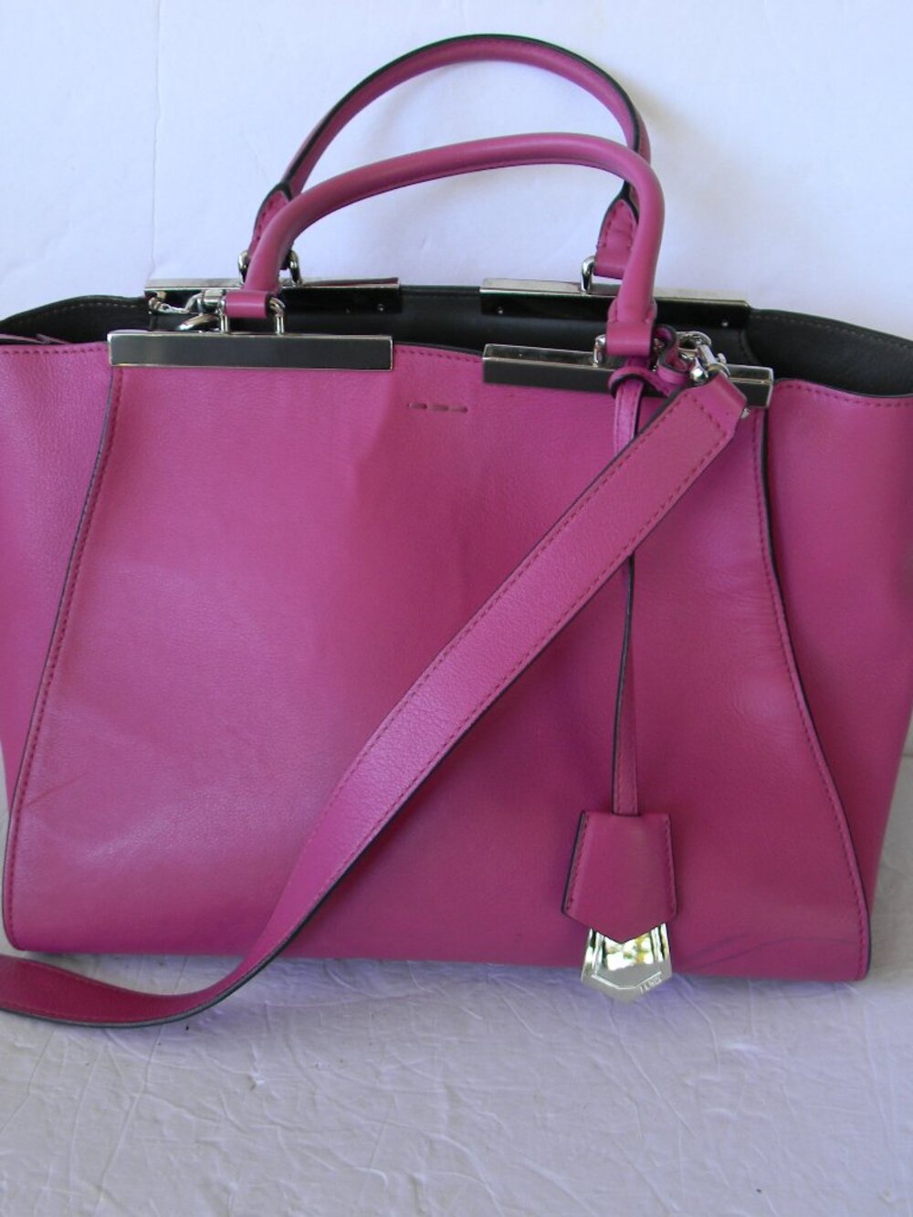 FENDI 3JOURS VIOLET PURPLE LEATHER LARGE SATCHEL/SHOULDER BAG